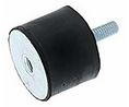 Cylindriskt anti-vibrationsfäste, 22,44 kg, M6, Gummi